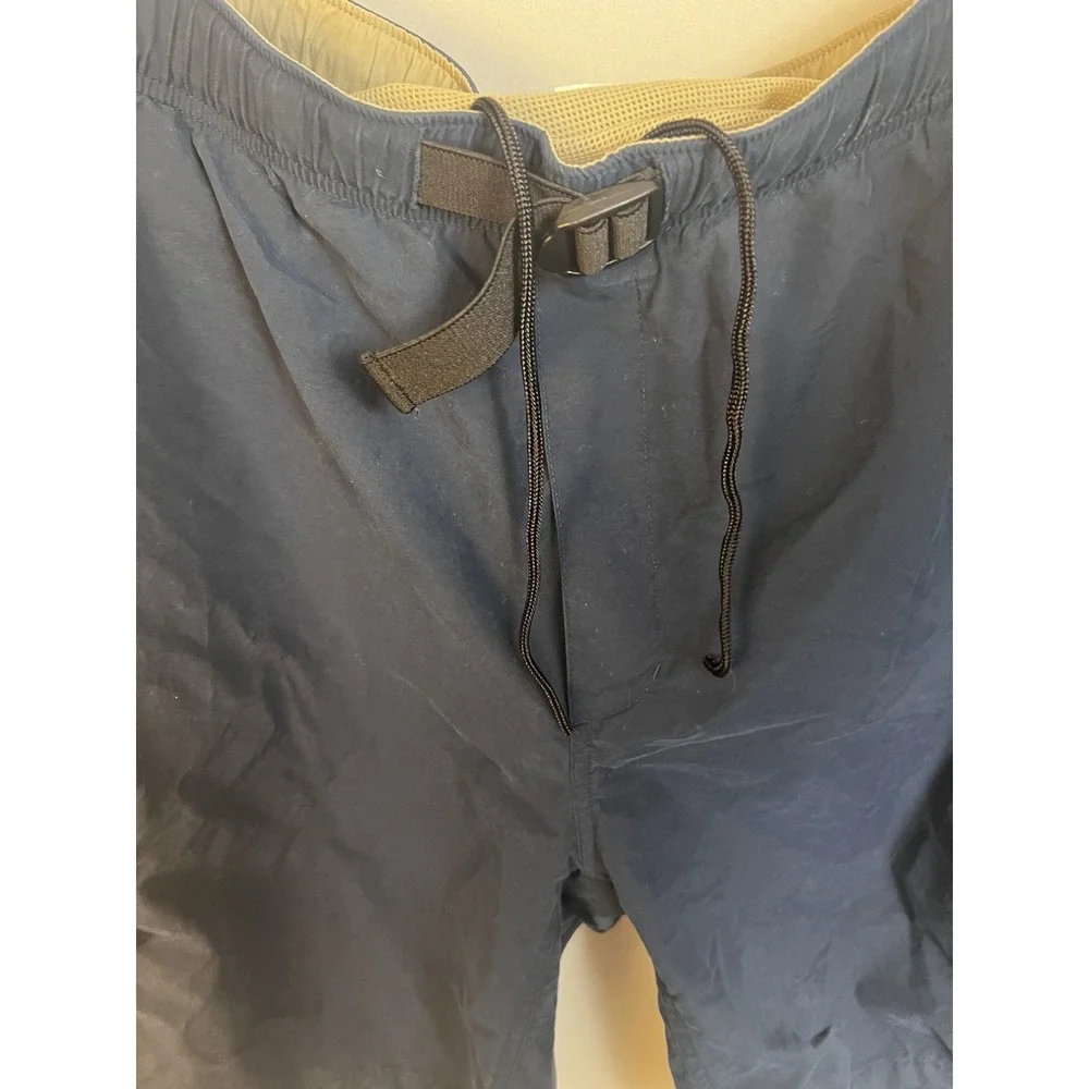 Columbia Mens Navy Blue Packable Cargo Shorts Elastic‎ Waist Belted Outdoor L